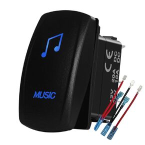 BACAUTOPARTS Waterproof Blue Led Music Rocker Switch with Jumper Wires 5P On Off Toggle Switch for Car Marine Boat UTV RZR Trailer UTV ATV Jeep YJ 12V 24V