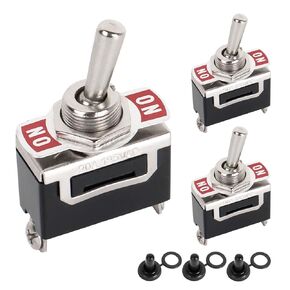 SCOOYUCK 3 Pcs Toggle Switch, 12V/24V/125V/250V, SPST 2 Pin（ON Off）Heavy Duty Rocker Toggle Switch with Waterproof Cap, for Automotive Trucks Boats Marine