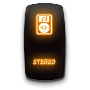 Stereo - Orange - Laser Etched Toggle Switch 20A 12V - Vertical Rocker Switch 5-Pin DPST