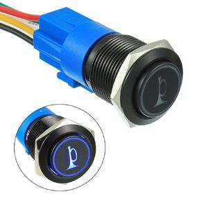 EPLZON 16MM 12V Car Horn Momentary Button Red LED Lighted Momentary Metal Speaker Air Horn Toggle Switch with Socket Plug Wire（Pack of 1 pcs Red）
