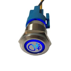 ESUPPORT 12V Car Vehicle Blue LED Light Headlight Push Button Metal Toggle Switch Socket Plug 19mm