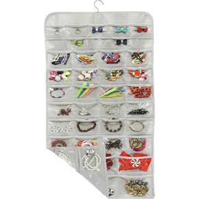 Simple Houseware Hanging Jewelry Organizer 80 Pocket, Grey