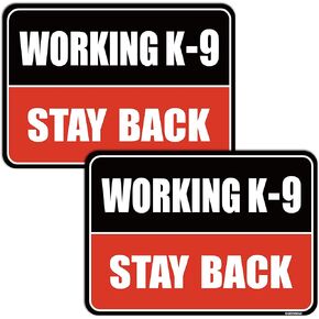 GEEKBEAR Working K-9 Car Magnet (Black/Red, 2 Pack) - Reflective Waterproof Magnetic Sign - 11.7 x 8.2 in