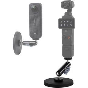 Leenconghui Magnetic Camera Mount with Magic Arm Compatible with DJI Osmo Pocket 3,Insta360 One X4 X3 X2 Go3, Heavy-Duty Magnet Base Stand with 1/4"-20 Thread for Gym, Car Mounting