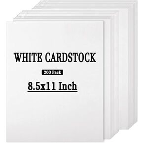 QTLCOHD 200 Pcs 8.5 x 11 Inch White Cardstock, 250 gsm/ 92 lb Heavy White Card Stock Construction Printer Paper Bulk for DIY Crafts Cards Cover Making