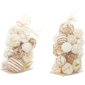 Deco 79 Dried Plant Handmade Orbs & Vase Filler with Varying Designs, Set of 2 15"H, 8"W, Brown