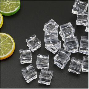 Tegg 20PCS Nontoxic Clear Crystal Fake Ice Cubes And 6PCS Fake Lemon Slice for Home Decoration Wedding Centerpiece Vase Fillers