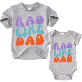 Toddler Baby Boy Girl Sibling Shirts Romper Rad Like Dad Short Sleeve T-Shirt Bodysuit Father's Day Matching Outfits