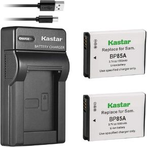 Kastar Battery (X2) & Slim USB Charger for Samsung EA-BP85A EA-BP85A/E Samsung BP85A Samsung EC-SH100ZBPBUS EC-SH100ZBPRUS EC-SH100ZBPSUS Samsung PL210 Samsung SH100 Samsung ST200 ST200F Samsung WB210
