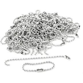 100PCS 10CM Long Silver Tone Connector Clasp Ball Chains Keychain Tag for Making Key Chains, Necklaces, Or Other DIY Projects