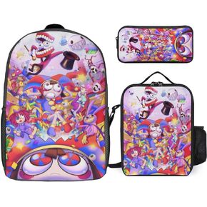 Circus Backpack Anime Backpack Three-piece backpack set with lunch bag and pencil bag in Kuwait