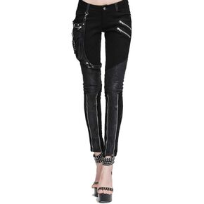 Kulee Punk Women Patchwork Small Bag Motorcycle Stretchy Pencil Leggings