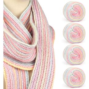 Katech Ombré Flower Yarn for Crocheting Knitting-Gradient Cake Yarn-4x100g 60% Cotton 30% Acrylic 10% Wool-Perfect for Scarves, Shawls, Blankets, and Garments That Stand Out with Style(A)