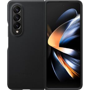 SAMSUNG Galaxy Z Fold4 Leather Cover, Protective, Premium, Elegant Phone Case with Front and Back Protection, Soft Surface, US Version, Black