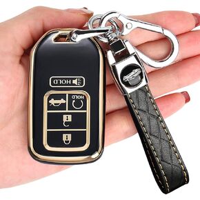 for Honda Key Fob Cover - Key Fob Case Shell Cover Holder for Honda Accord Civic CRV Pilot Odyssey Soft TPU Full Cover Protection Smart Key Keyless Remote Key Fob Cover for Honda Black