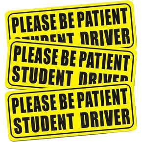 Kewucn 3 PCS Student Driver Sticker Magnet for Car, Magnetic Please Be Patient New Drivers Safety Warning Sticker, High Reflective Rookie Driver Vehicle Bumper Safety Sign for Beginner (Black+Red)