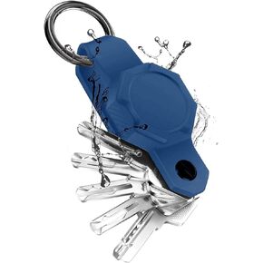 Airtag Waterproof case with Key Organizer,Compact Key Holder for Apple Airtag,Silicone Keychain for AirTag - Includes Keyring to Attach Car Key Fob(Black)