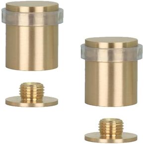 Pack of 2 EVI Door Stoppers | Brass Door Stopper - Screw Fastening - Transparent Rubber Protector - 0.95 x 1.19 Inch Door Stop
