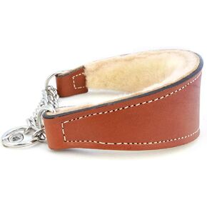 Sheepskin Lined Leather Martingale Dog Collar 1in Wide by 12in - Burgundy