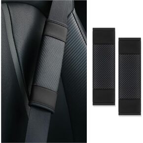 2PCS Car Seat Belt Cover Pad,Carbon Fiber Leather Seatbelt Covers with Nylon Buckle for Protecting Your Shoulders,Universal Car Interior Accessories for Cars,SUVs,Trucks (Black)