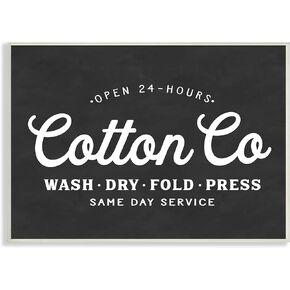 Stupell Industries Cotton Co. Laundry Room Sign Black Minimal, Designed by Lettered and Lined Canvas Wall Art, 24 x 30, Grey