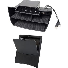 CarQiWireless® 2PCS Center Console Organizer with Hidden Storage Box for Civic 2021 2020 2019 2018-2016, Coins Cards Organizer with USB Cable for 10th Civic Hatchback Si Coupe Type R Accessories