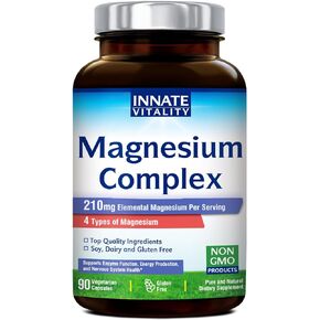 Innate Vitality Magnesium Complex - Magnesium Glycinate, Malate, Citrate, Oxide, 4-in-1 Formula for Energy, Muscles, Bones & Nerves, Vegan & No Gluten, 90 Capsules