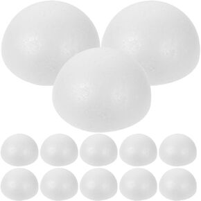 VANZACK VANZACK White Foam Balls Half Round Polystyrene Half Foam Balls Craft Supplies, Foam Hemispherical Craft Ball for DIY Home Craft Project and Art Decoration, 15Pcs