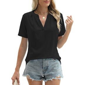 JomeDesign Womens Summer Tops Short Sleeve V Neck Shirts Loose Casual T-Shirts