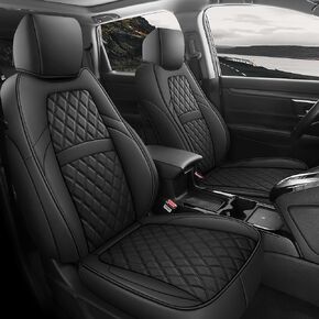YGL Luxury Faux Leather Car Seat Covers Full Set,Non-Slip Seat Covers Custom Fit for Honda CRV, Waterproof Interior Seat Covers,Bucket Seat Protector Fit 2017-2023 CRV.(Black)