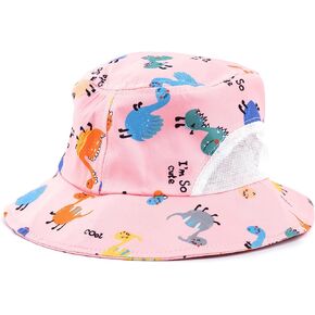 Kids Bucket Hat Spring and Summer Cartoon Dinosaur Hat Outdoor Sports Sunscreen Sun Hat for Boys and Girls 4-8