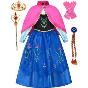 GZ-LAOPAITOPU Frozen Anna Costume for Girls Princess Anna Dress Up Birthday Party Kids Halloween Cosplay Outfits
