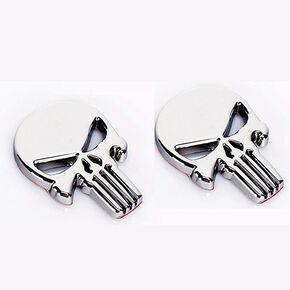 3D Metal Skull Punisher Emblem Sticker 2-Pack, Cars Adornment Metal Sticker Decals for Cars, Trucks, Motorcycle, Vehicle, Luggage, Laptop