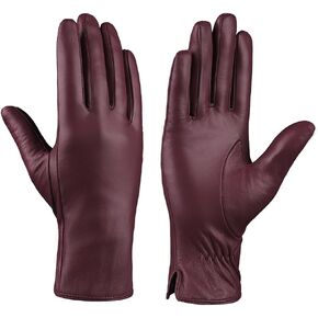 MGGMOKAY Women Leather Gloves Lambskin Touch Screen Winter Warm Gloves Cashmere Lined