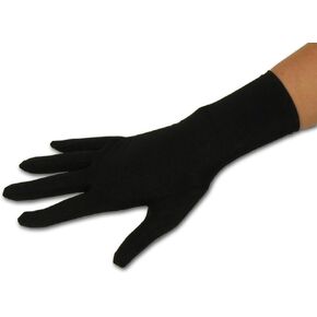 Nouveau Riche Stretch Satin Solid Mid Wrist Length Gloves, Black