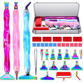 Diamond Art Accessories Tools Kits for DIY, 5D Diamond Art Pen Screw Thread Tips, 35Pcs Diamond Art Painting Metal Tips for DIY Art&Craft, Diamond Art Painting Tools with 12 Clay, Colorful