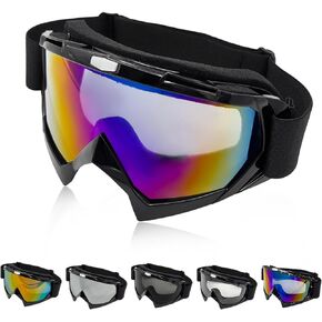 Ohleats Dirt Bike Goggles, Windproof & Dustproof Ski Racing Goggles, Men Women Safety ATV Goggles Motorcycle Accessories (Blue Colorful A)