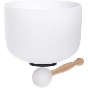 TRAYAYA 396Hz Solfeggio Frequency Throat Chakra Frosted Quartz Crystal Singing Bowl 8 Inch For Meditation Sound Bath