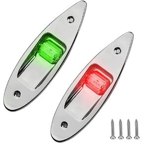 12V LED Marine Boat Navigation Lights Waterproof LED Shark Eye Lights, LED Teardrop Light for Ship Yacht Sailing, Flush Mount, Red & Green Bright LED Signal Warning Lamp 12 Volt DC, Stainless