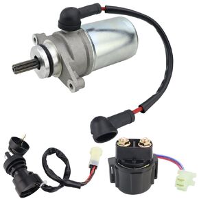 Starter Motor & Solenoid Relay & Ignition Switch for Yamaha Raptor 80 50 2004-2008 Grizzly 80 2005-2008 55X-81800-51-00 65X-81880-50-00 55X-81800-51-00 410-52039 SND0051