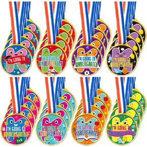 BeYumi Kindergarten Award Medals Assortment - 72Pcs Back to School Kindergarten Award Medals for Kids with Neck Ribbon Students Preschool Bulk Celebrate Gift Party Favors Supplies Classroom Reward