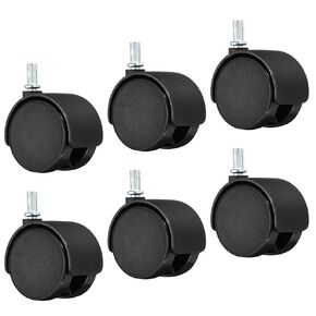 PATIKIL 2 Inch Stem Swivel Casters, 6 Pack Nylon 360 Degree Swivel Stem Wheels for Chair Desk Furniture Replacement, Black