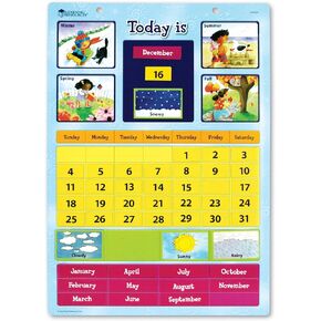 Learning Resources Magnetic Learning Calendar, 51 Magnetic Pieces & Calendar, Measures 12" x 16-1/2", Back to School Supplies,Teacher Supplies for Classroom