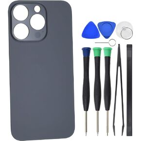 Sunrise glow Back Glass for iPhone 14 Pro A2890 A2650 A2889 Replacement with Pre Cut Adhesive - 6.1" Space Black