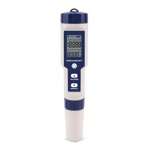 Meichoon 5 في 1 TDS/EC/PH/الملوحة/مقياس درجة الحرارة جهاز قياس جودة المياه الرقمي للزراعة المائية/أحواض السمك/أحواض السباحة/مياه الشرب DH12