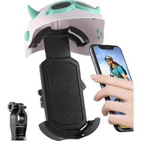 Rotatable Phone Holder with Mini Helmet Sun Shade Bike Phone Mount Motorcycle Phone Clamp Scooter Phone Clip Adjustable Cell Phone Holder for Handlebar Decor