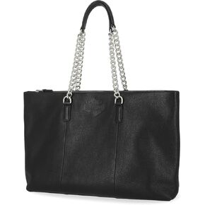 Harley Davidson Leather Top Handle Satchel Tote Bag, Black in Kuwait