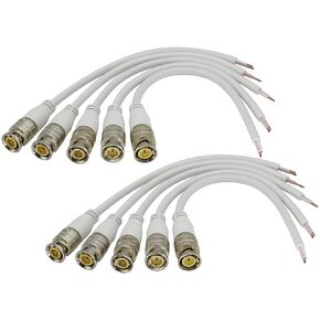 BNC Extension Cable BNC Video to Bare Wire Open End Connector Extension Cable BNC Plug Male Tail Cable for CCTV Surveillance DVR Camera Monitoring System Repair Cable[20CM/7.8inch-10Pcs]