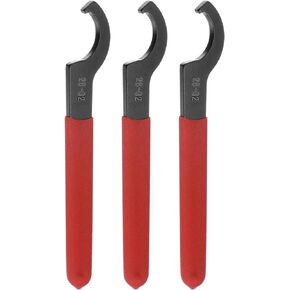 uxcell 3pcs C Hook Spanner Wrench for Lathe Clamping 28-32mm Collet Chuck Nut with Red Non-slip Handle