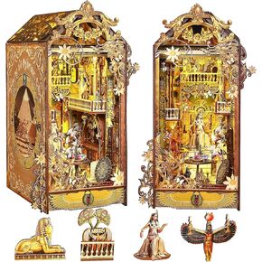 Sutinban DIY Book Nook Kit مع صندوق الموسيقى، لغز خشبي ثلاثي الأبعاد مع ضوء LED، ديكور رف كتب لبيت الدمى للمراهقين والبالغين (تتبع المدينة الغامضة) in Kuwait